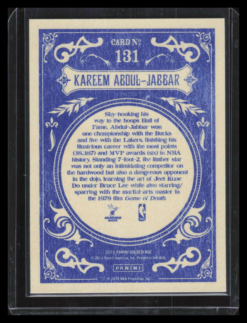 2012 Panini Golden Age White Border 131 Kareem Abdul-Jabbar
