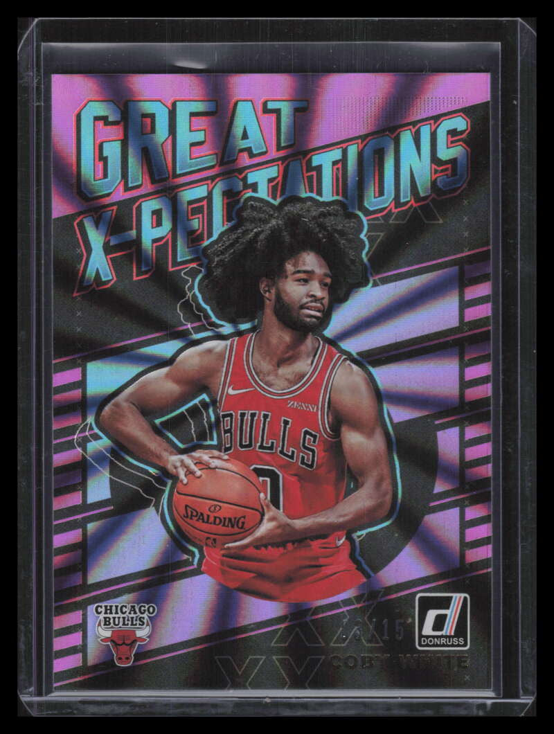 2019-20 Donruss Great X-Pectations Holo Purple Laser 21 Coby White Rookie 3/15