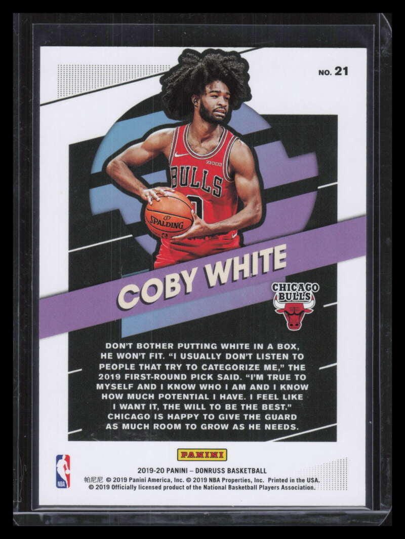 2019-20 Donruss Great X-Pectations Holo Purple Laser 21 Coby White Rookie 3/15