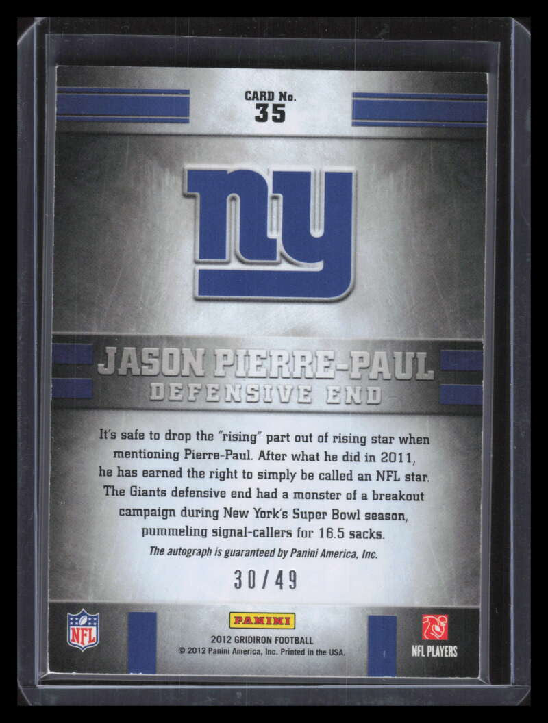 2012 Gridiron Gridiron Signatures 35 Jason Pierre-Paul Auto 30/49