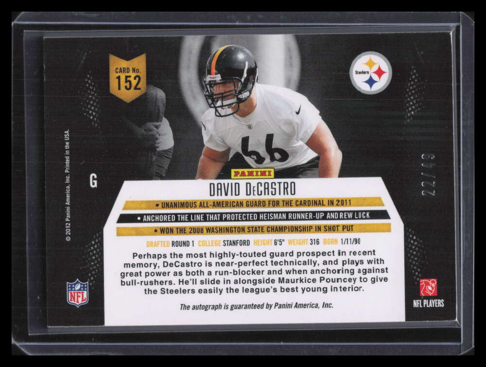 2012 Momentum Gold 152 David DeCastro Rookie Auto 22/49