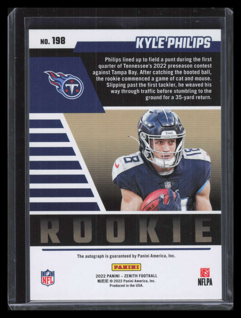 2022 Zenith Autographs Artist Proof Emerald 198 Kyle Philips Rookie Auto 2/5