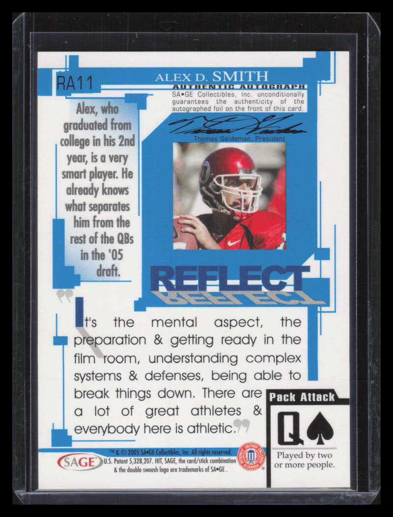 2005 SAGE HIT Reflect Gold Autographs ra11 Alex Smith Rookie Auto 34/100