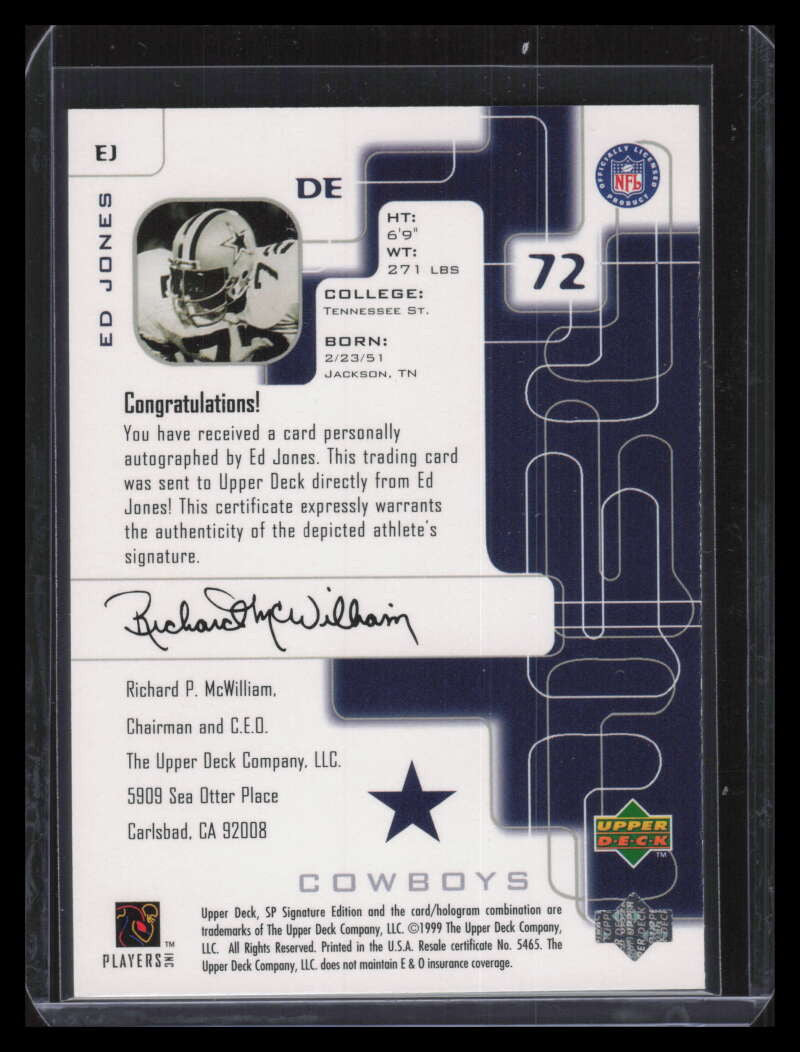 1999 SP Signature Autographs EJ Ed Too Tall Jones Auto