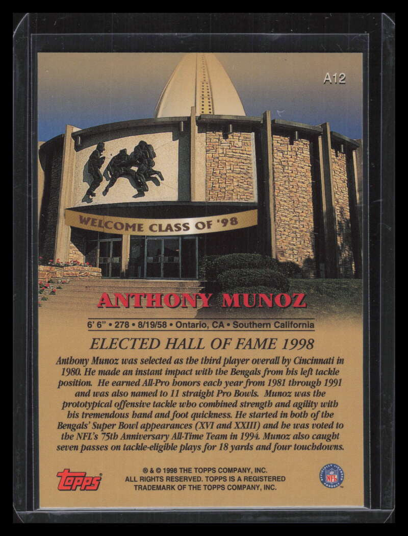 DELETE 134928 1998 Topps Autographs a12 Anthony Munoz Auto