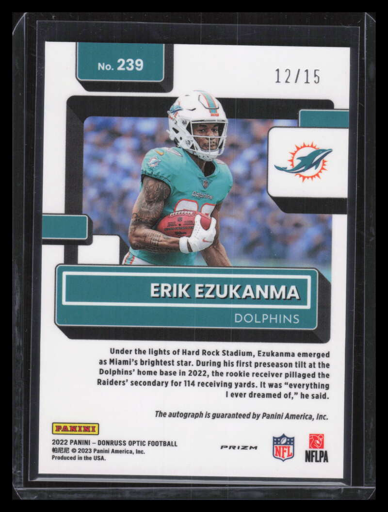 2022 Donruss Optic Rated Autographs Ice 239 Erik Ezukanma Rookie Auto 12/15