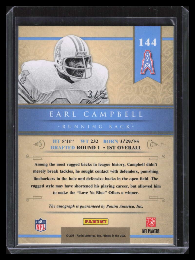 2011 Panini Gold Standard Autographs Silver 144 Earl Campbell Auto 3/5