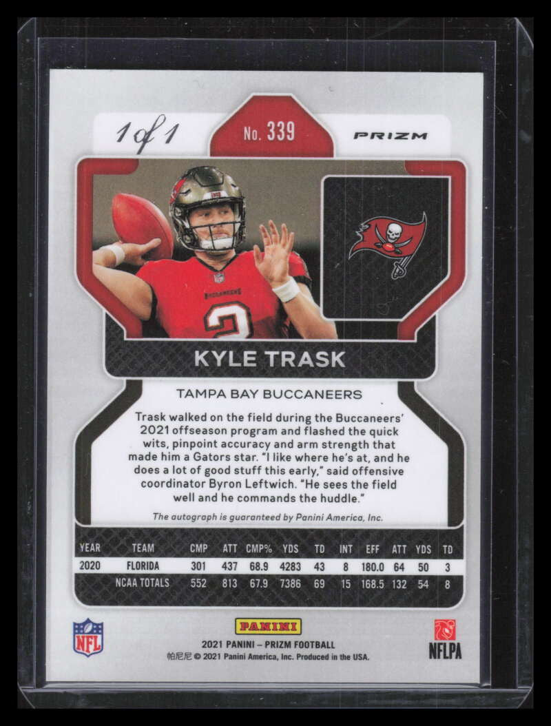 2021 Panini Prizm Autographs No Huddle Black 339 Kyle Trask Rookie Auto 1/1