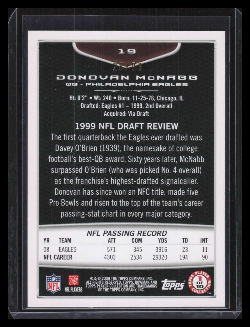2009 Bowman Draft Bronze 19 Donovan McNabb 28/99