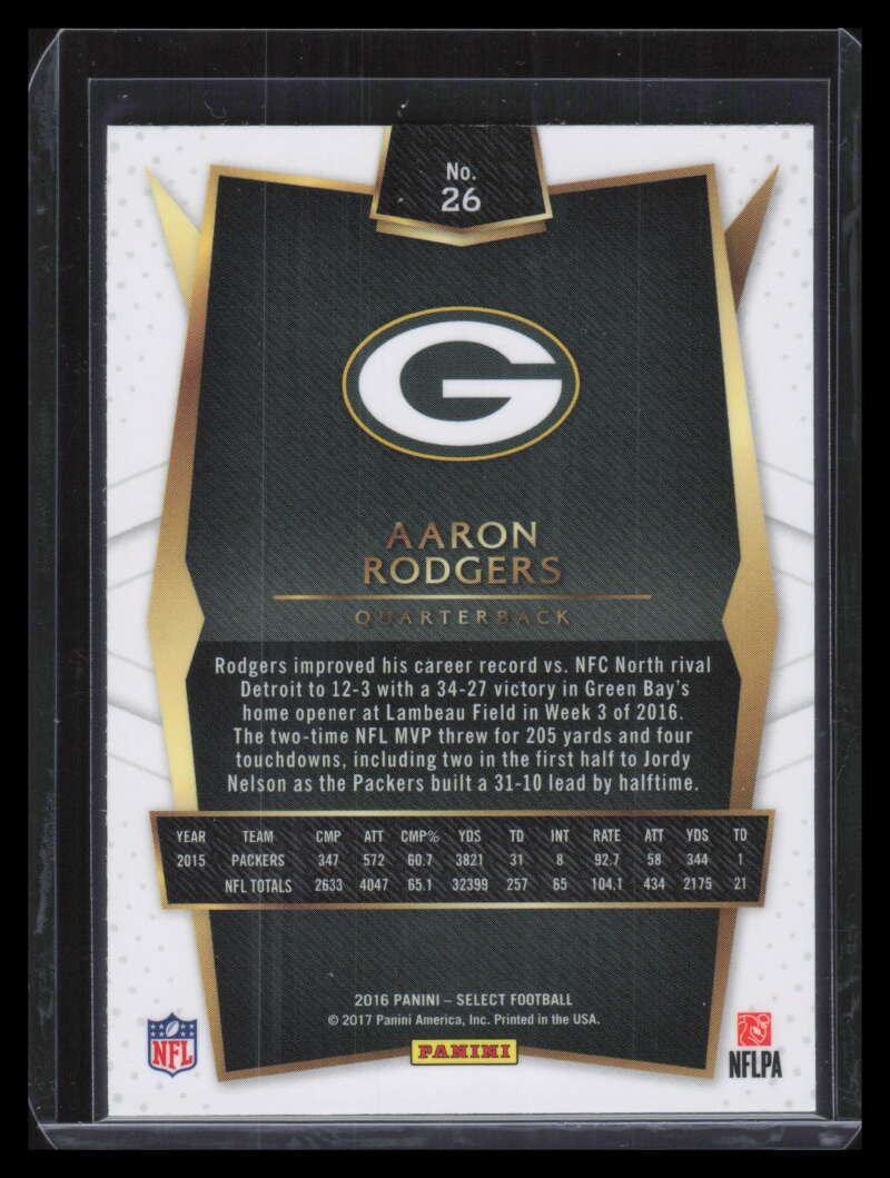 SOLD 135016 2016 Select Prizm Tri Color Refractor 26 Aaron Rodgers 128742