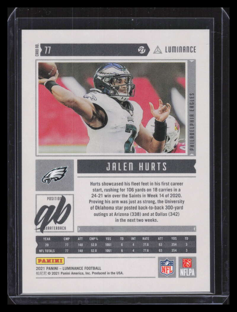 2021 Panini Luminance Gold 77 Jalen Hurts 280/299