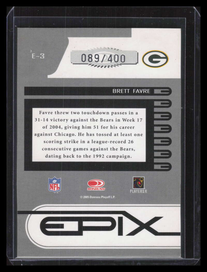 2005 Zenith Epix Orange 3rd Down 3 Brett Favre 89/400