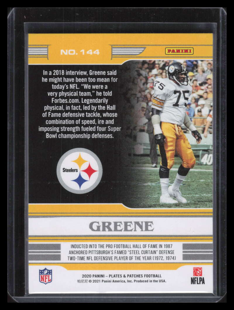 2020 Panini Plates and Patches Orange 144 Joe Greene LEG 12/65 Legends
