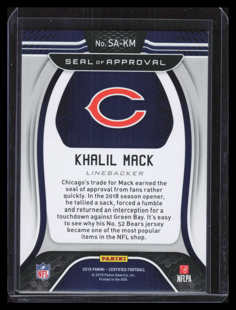 2019 Certified Seal of Approval Mirror Gold 4 Khalil Mack 19/25