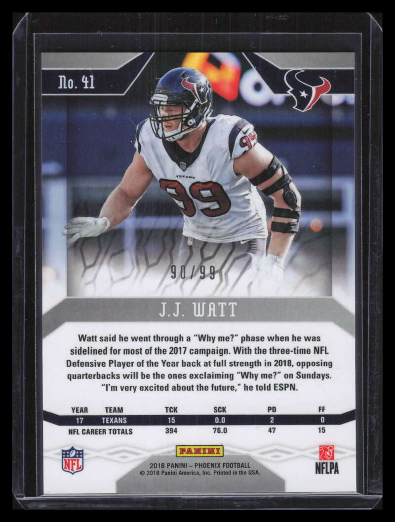 2018 Panini Phoenix Orange 41 J. J. Watt 90/99