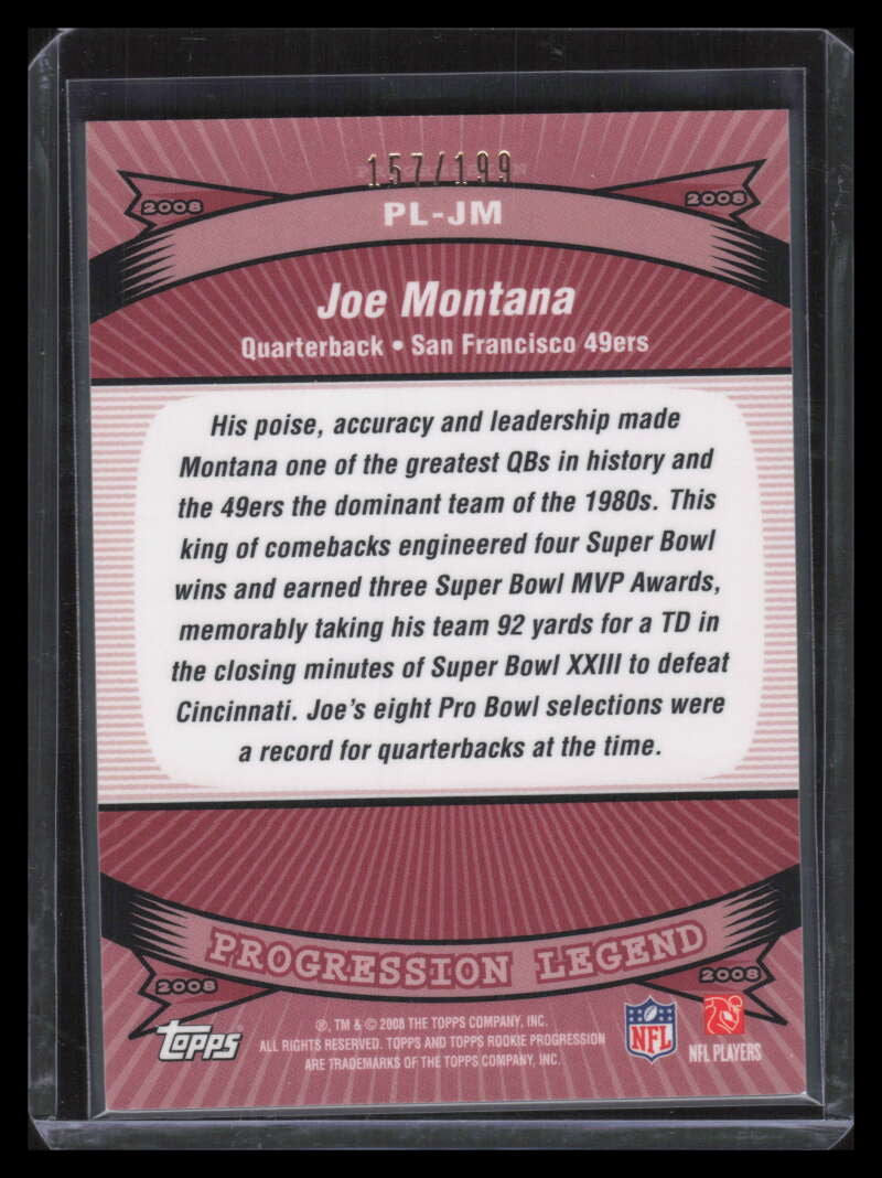 2008 Topps Rookie Progression Legends Gold PLJM Joe Montana 157/199