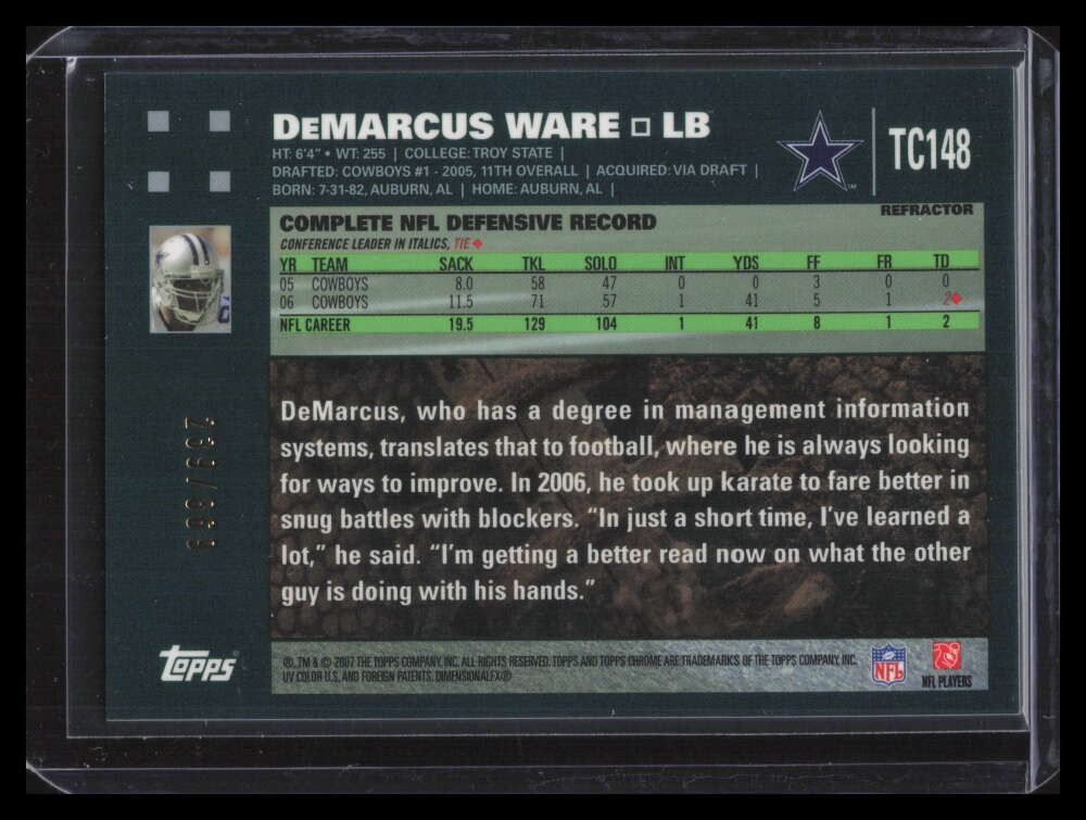 2007 Topps Chrome White Refractor tc148 DeMarcus Ware 239/869