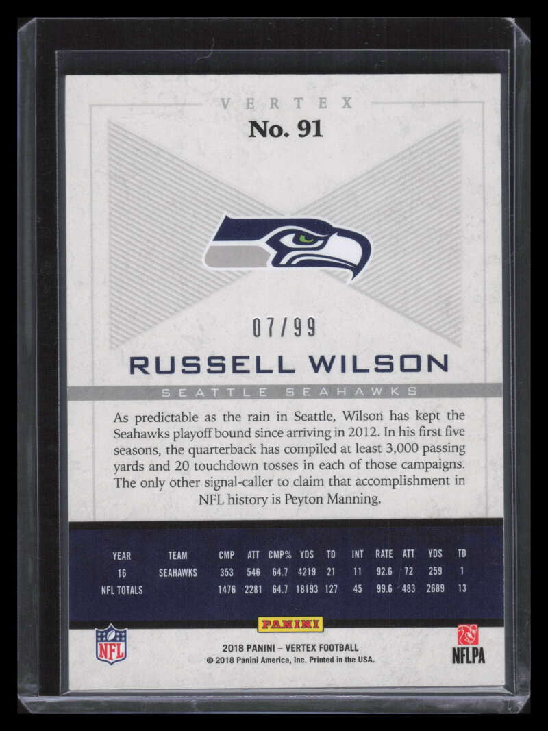 2017 Panini Vertex Quartz 91 Russell Wilson 7/99
