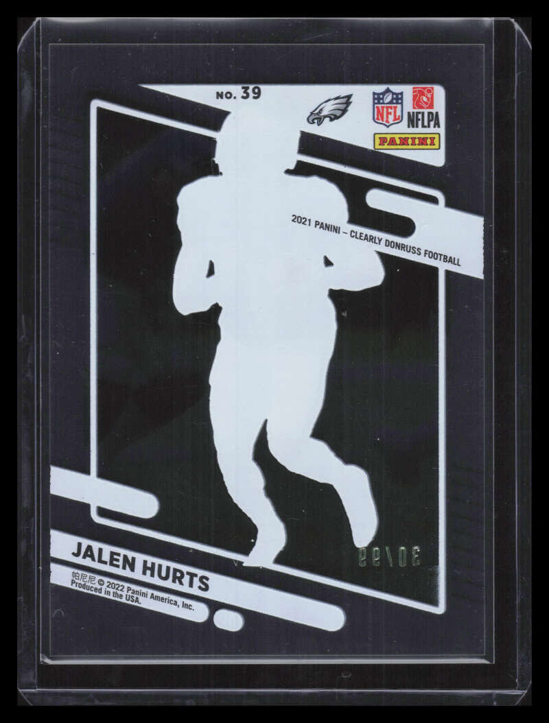 2021 Clearly Donruss Blue 39 Jalen Hurts 30/99