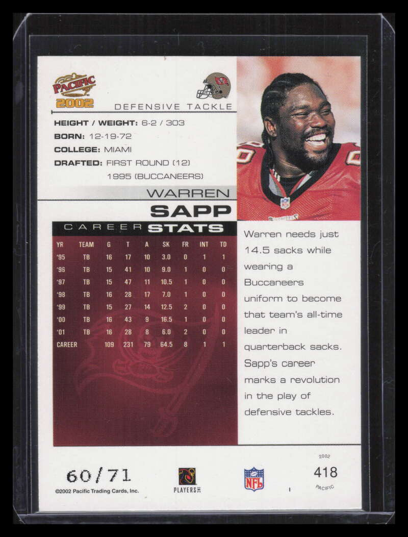 2002 Pacific LTD 418 Warren Sapp 60/71