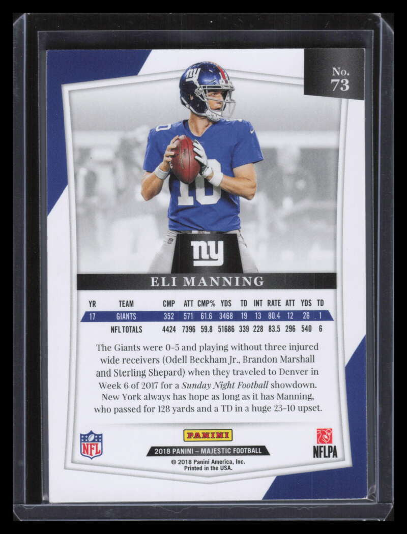 2018 Panini Majestic Holo Silver 73 Eli Manning 14/25