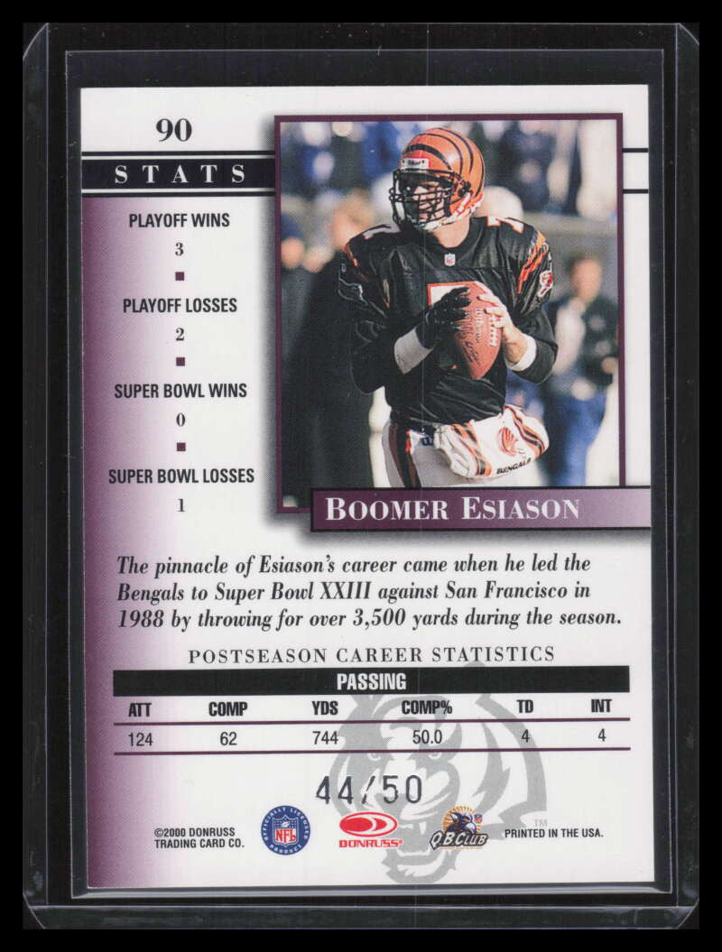 2000 Donruss Preferred Power 90 Boomer Esiason PS 44/50 Playoff/ Super Bowl
