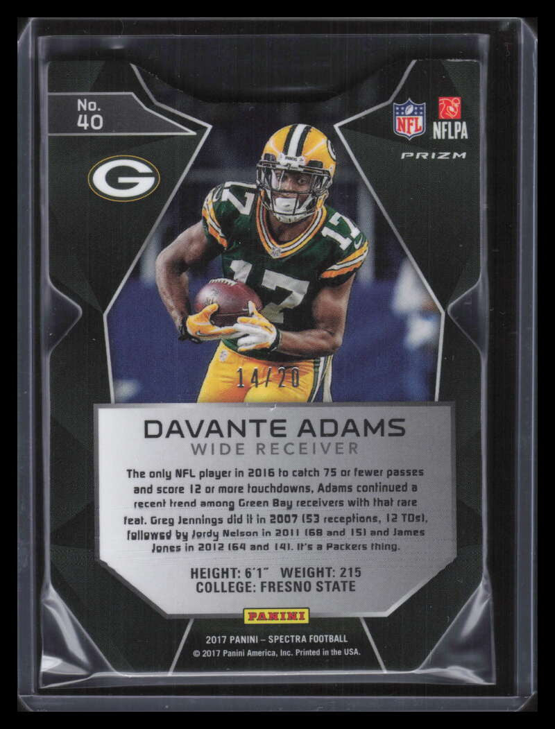 2017 Panini Spectra Neon Green Die Cut 40 Davante Adams 14/20