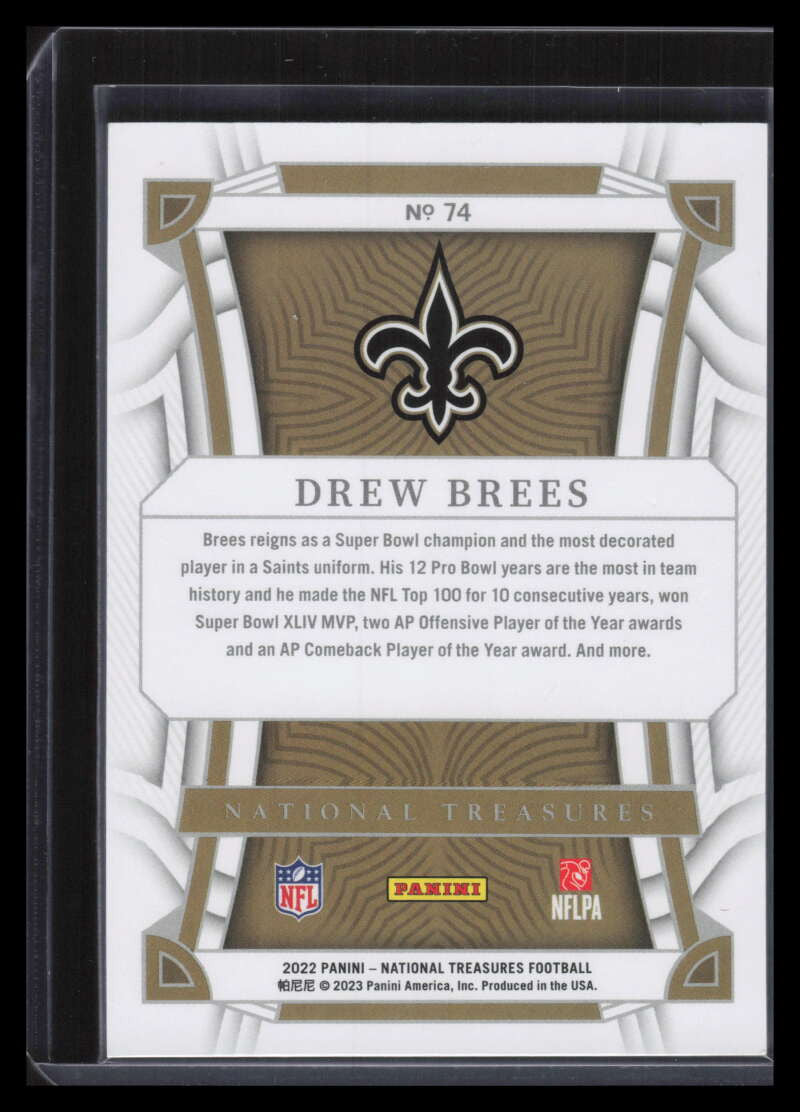 2022 Panini National Treasures Gold 74 Drew Brees 34/35