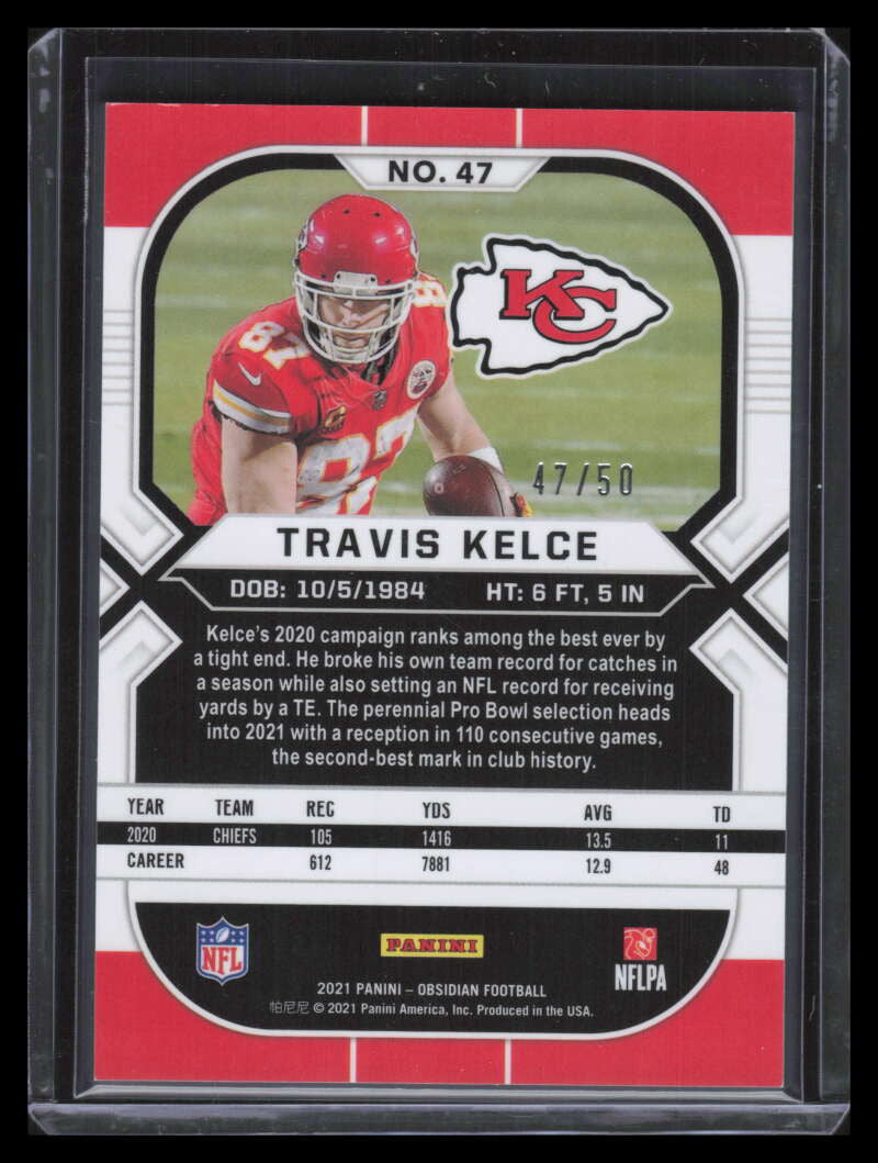 2021 Panini Obsidian Electric Etch Green 47 Travis Kelce 47/50