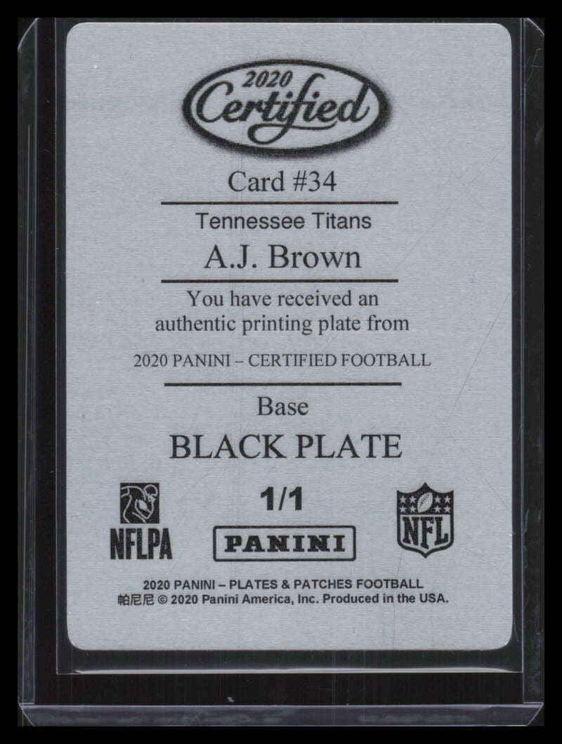 2020 Certified Printing Plate Black 34 A. J. Brown 1/1