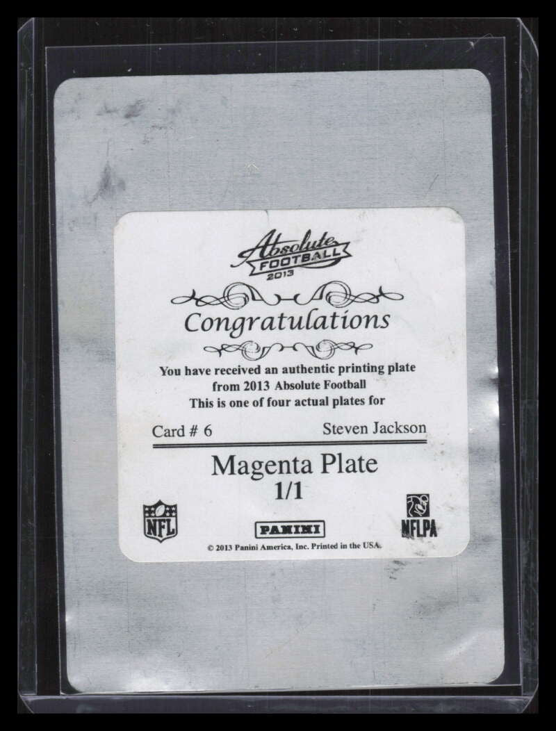 2013 Absolute Printing Plate Magenta 6 Steven Jackson 1/1