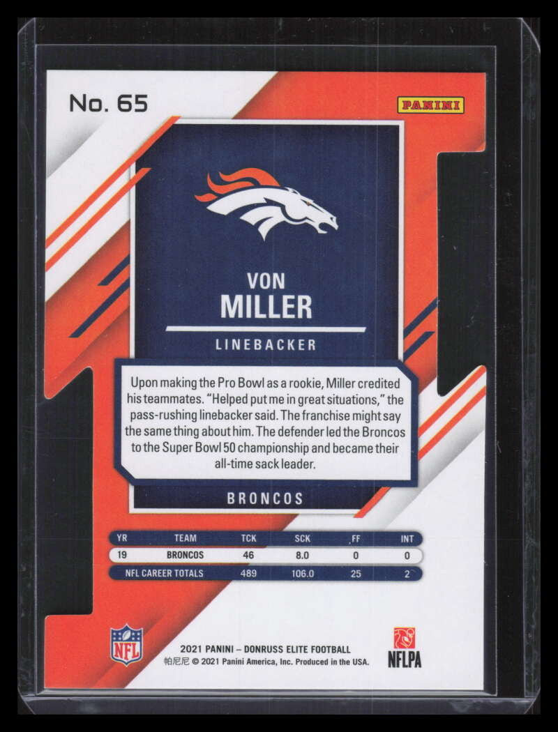 2021 Elite Status Die Cut Red 65 Von Miller 2/5