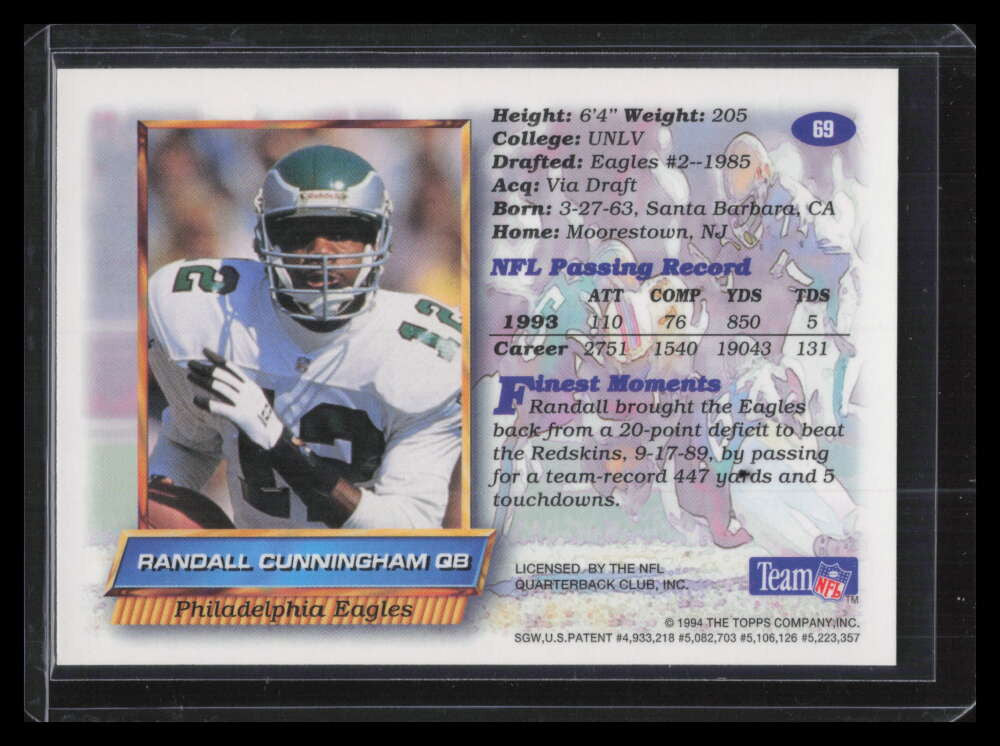 DELETE 135261 1994 Finest Refractor 69 Randall Cunningham 130222