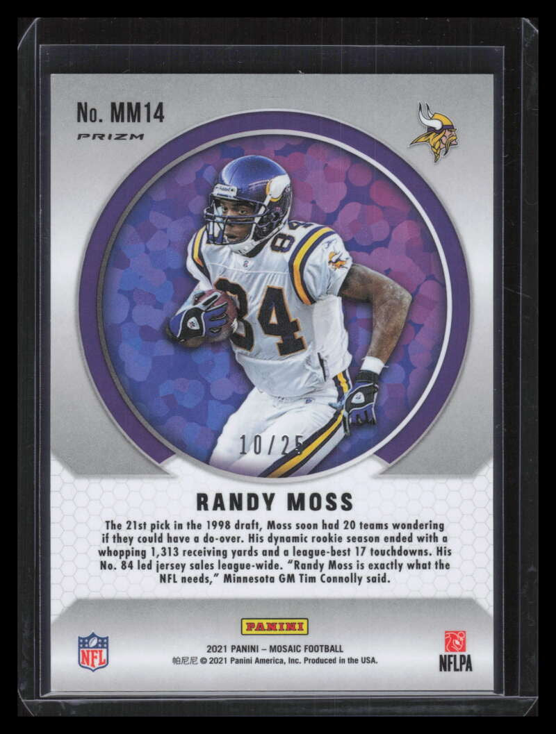 2021 Panini Mosaic Men of Mastery Mosaic White Refractor 14 Randy Moss 10/25