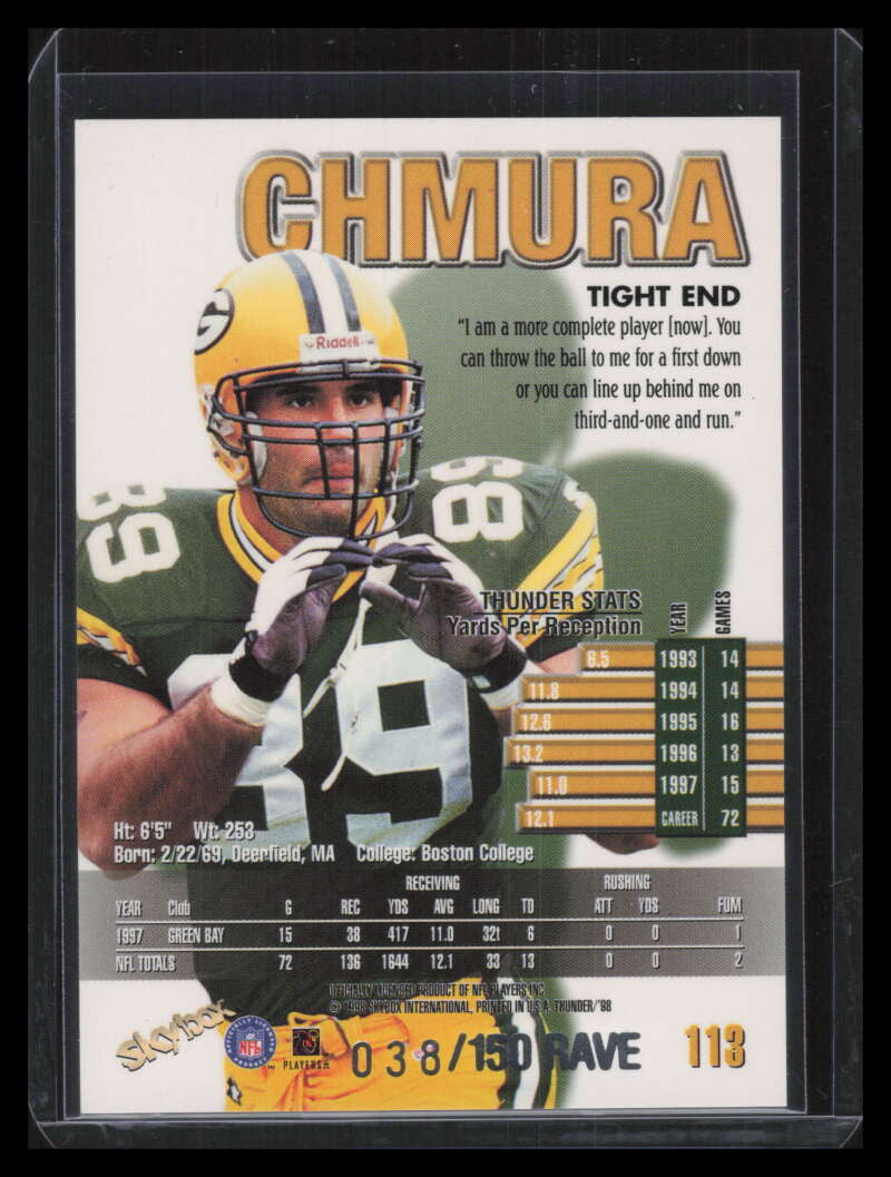 1998 SkyBox Thunder Rave 113 Mark Chmura 38/150