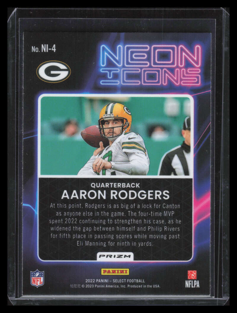 2022 Select Neon Icons Prizm Zebra Refractor 4 Aaron Rodgers