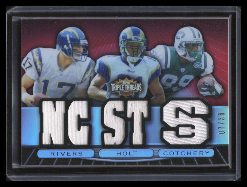 SOLD 135328 2007 Topps Triple Threads Relic Red 28 Cotchery Torry Holt Rivers Jersey 7/36