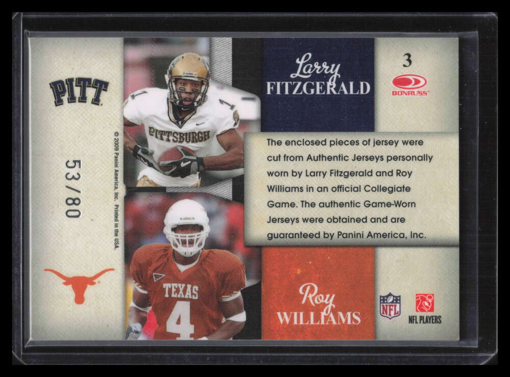 2009 National Treasures College Combo Roy Williams Fitzgerald Dual Jersey 53/80