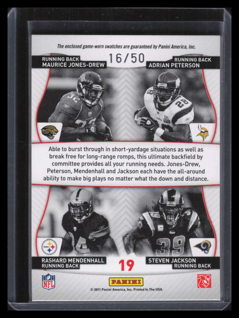 DELETE 135336 2011 Prestige League Leaders Mendenhall Jackson Jones-Drew Peterson Patch 16/50