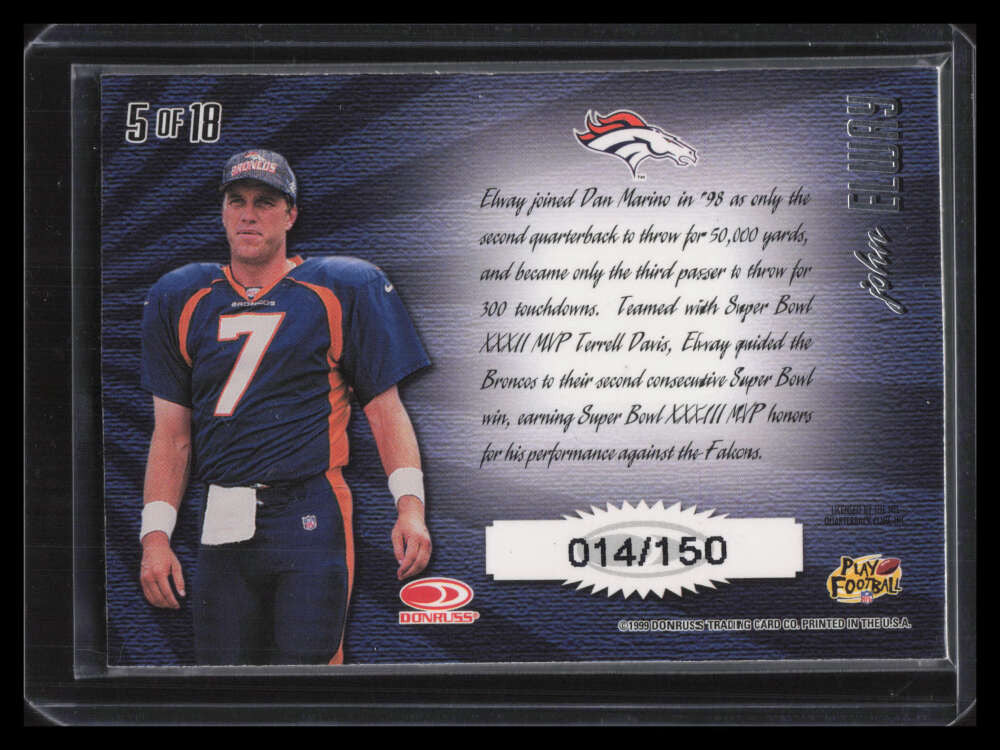 1999 Donruss Elite Common Threads 5 John Elway Jersey 14/150