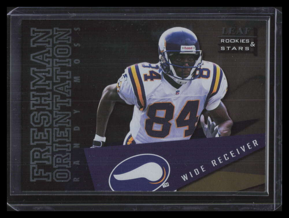SOLD 135368 1998 Leaf Rookies and Stars Freshman Orientation 19 Randy Moss Rookie 2443/2500