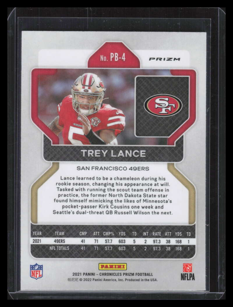 DELETE 135399 2021 Panini Chronicles Prizm Black Silver Refractor 4 Trey Lance Rookie