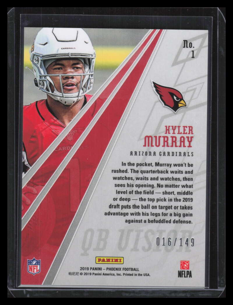 2019 Panini Phoenix QB Vision Purple 1 Kyler Murray Rookie 16/149