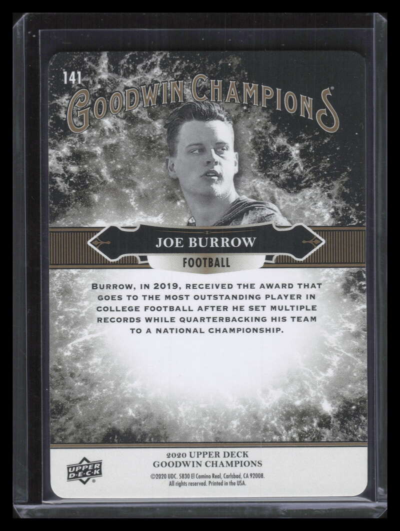 2020 Upper Deck Goodwin Champions Splash of Color 3d 141 Joe Burrow Rookie