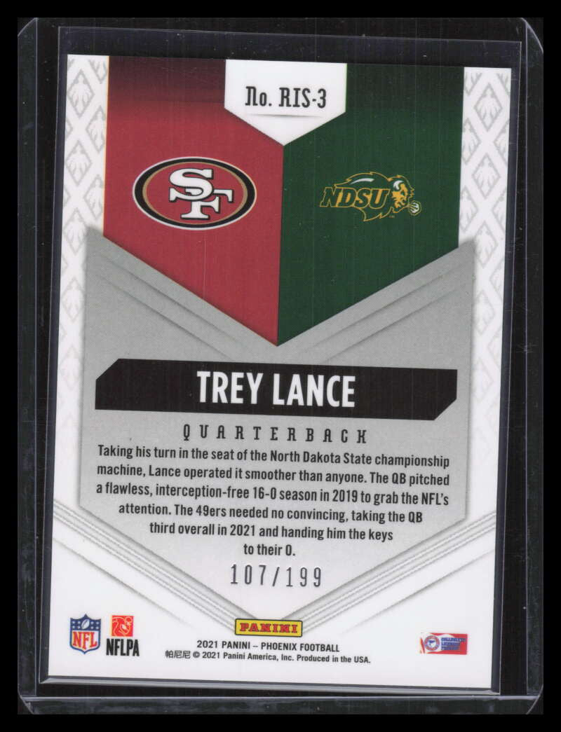 DELETE 135420 2021 Panini Phoenix Rookie Rising Red 3 Trey Lance Rookie 107/199