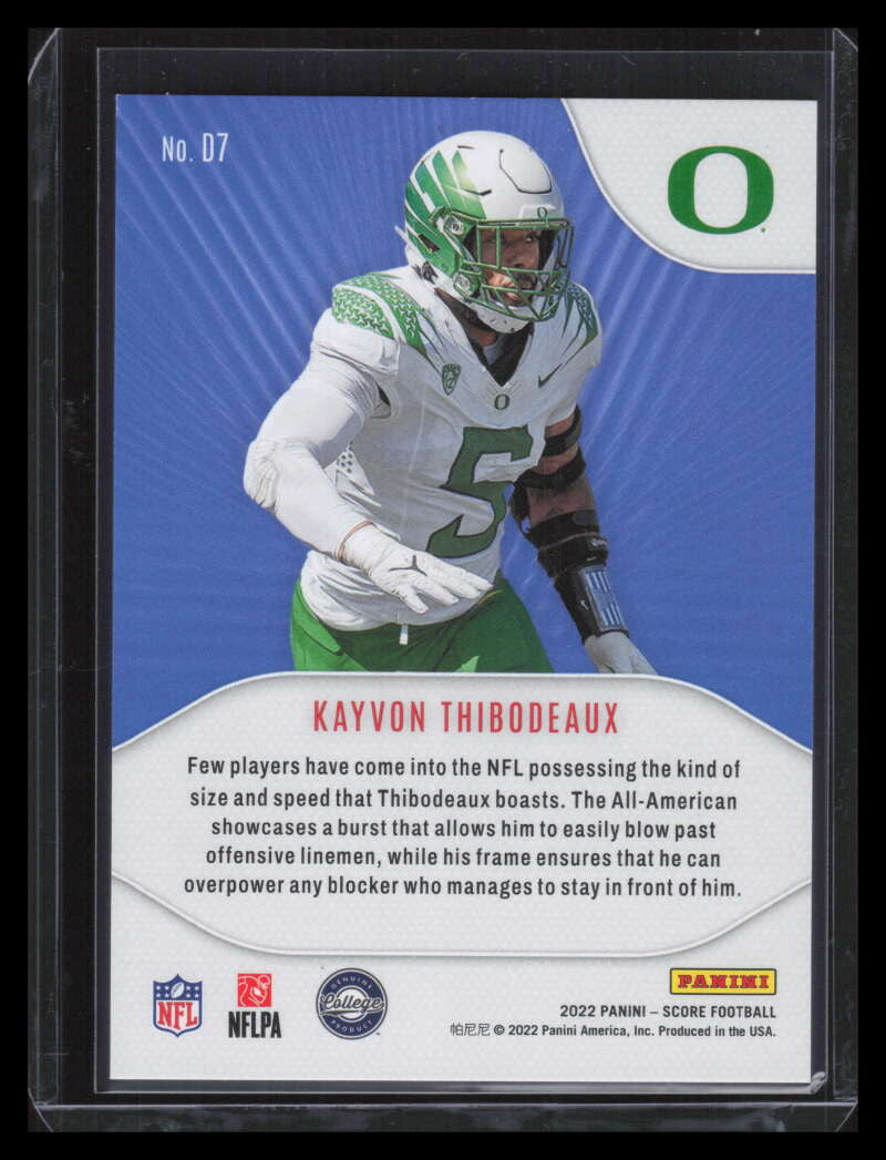 2022 Score NFL Draft First Down 7 Kayvon Thibodeaux Rookie 5/10