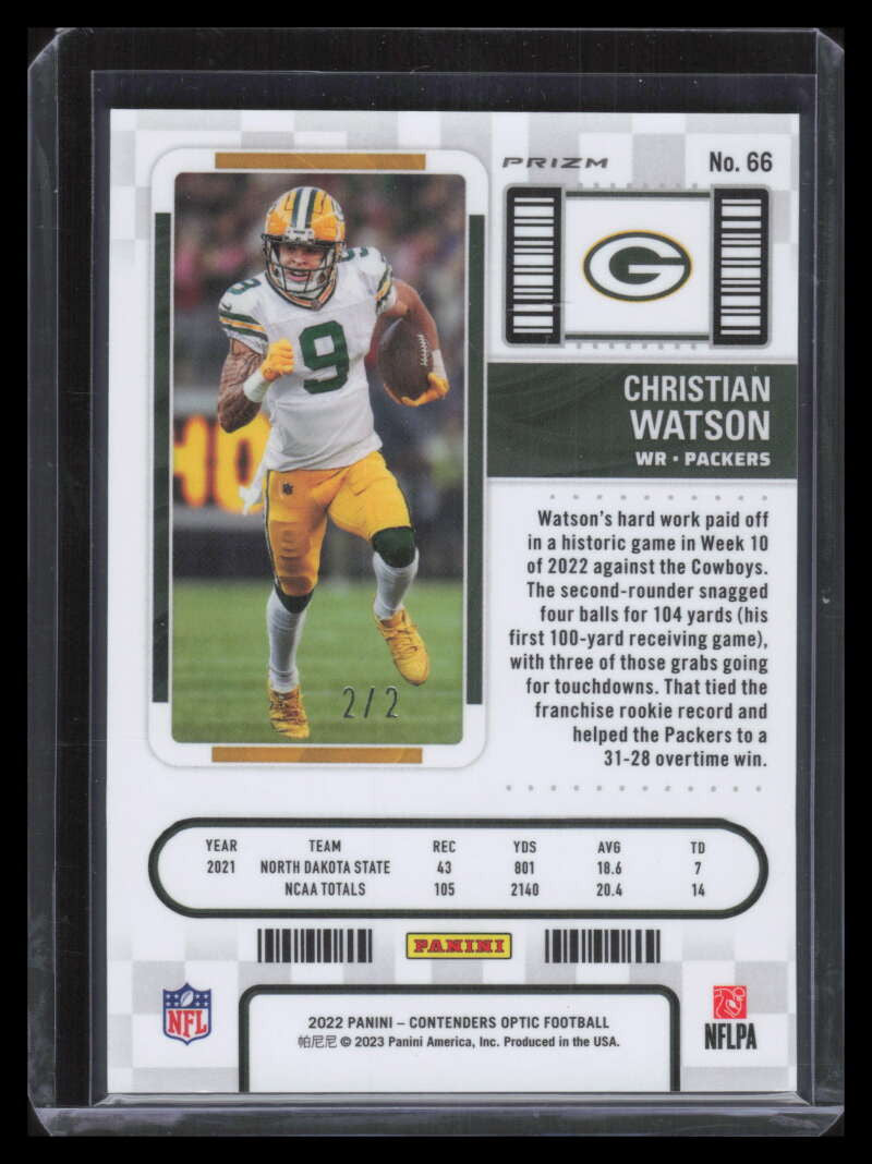 2022 Panini Contenders Optic Nebula 66 Christian Watson Rookie 2/2