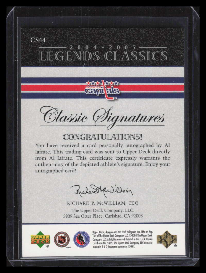 2004-05 UD Legends Classics Signatures cs44 Al Iafrate Auto
