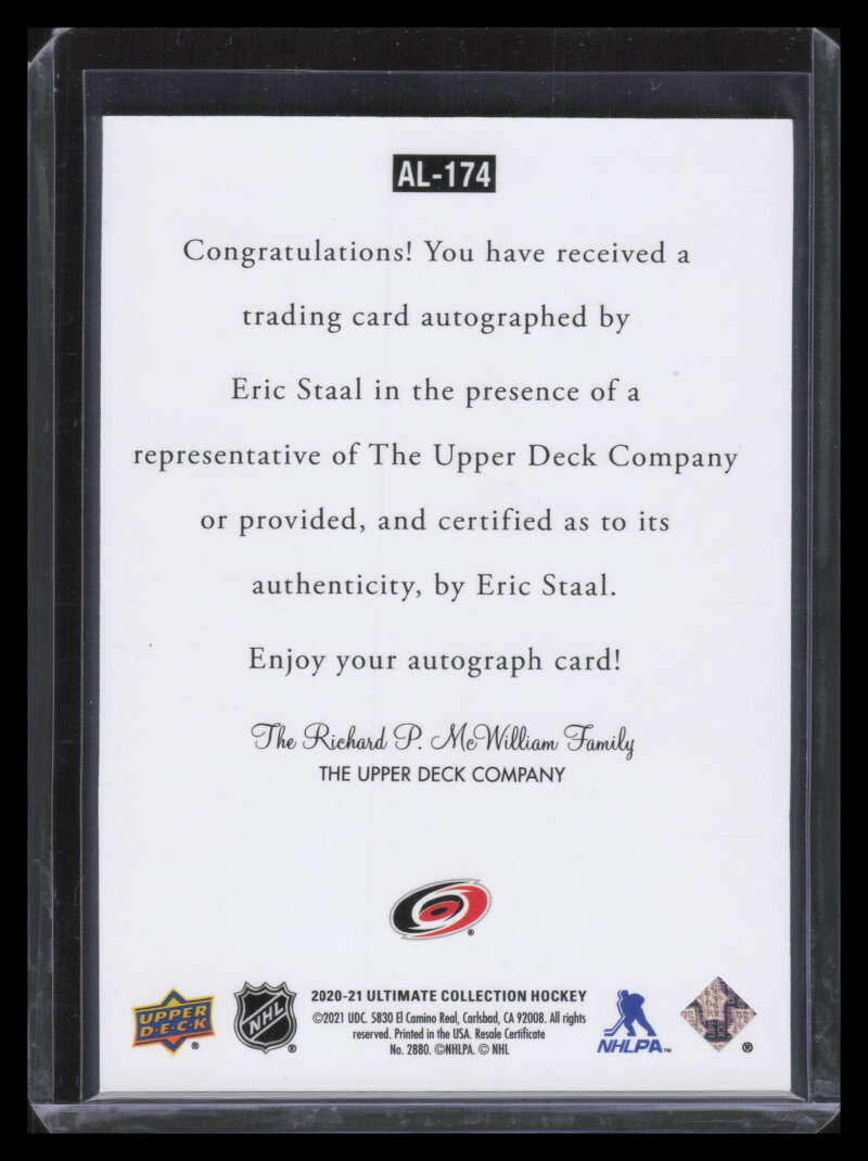 2020-21 Ultimate Collection '97 Legends Signatures al174 Eric Staal Auto ID: 135466