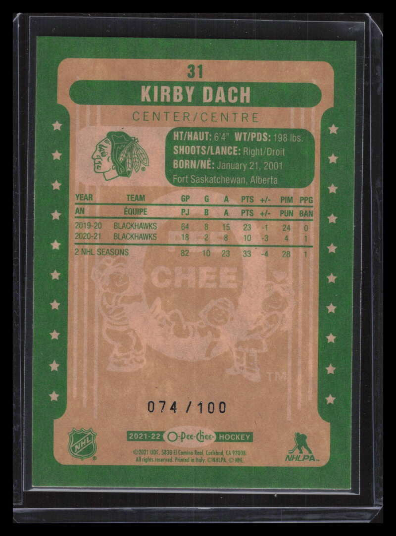 2021-22 O-Pee-Chee Retro Black 31 Kirby Dach 74/100